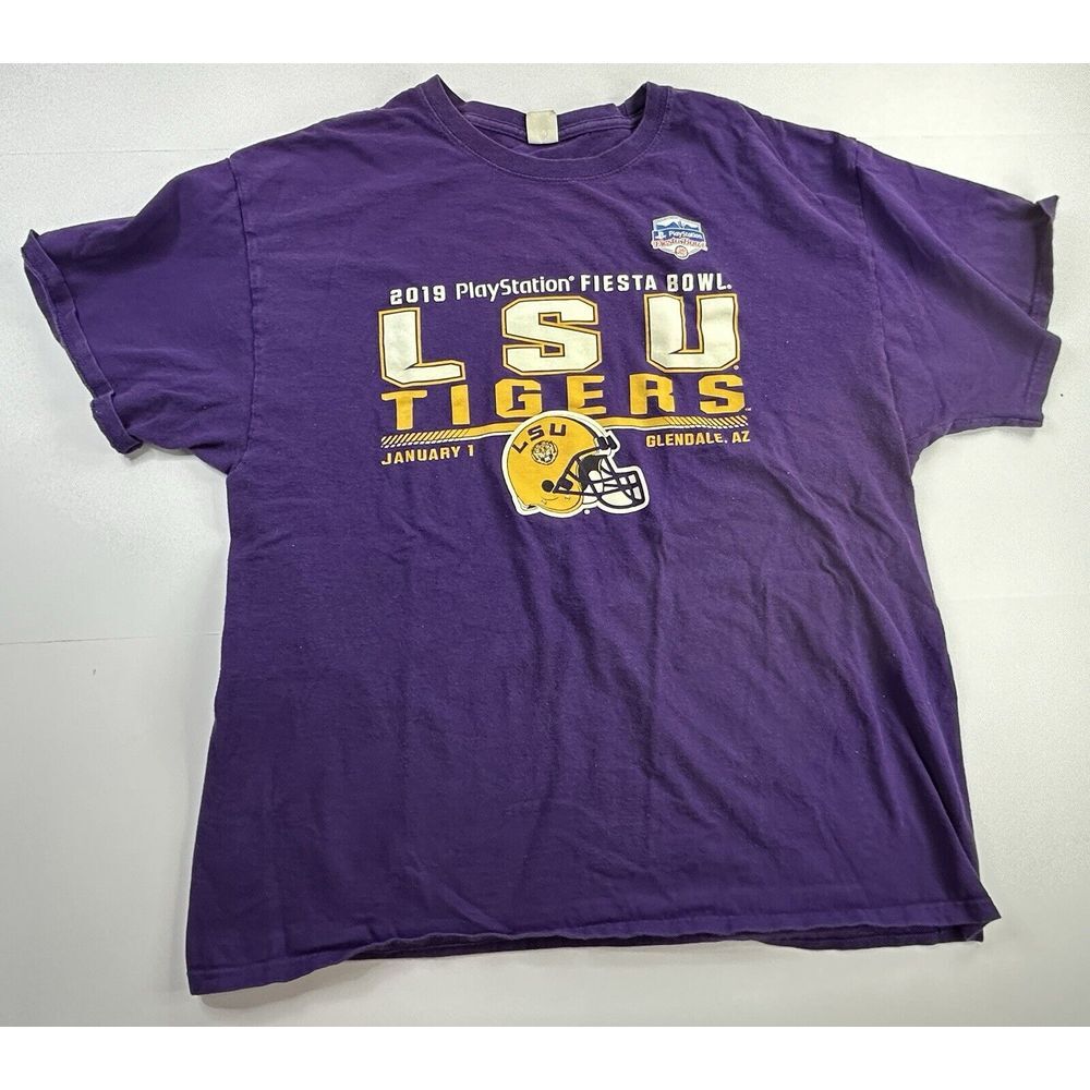 LSU Fiesta Bowl 2019 T-Shirt Size XL‎ Purple NCAA Graphic Tee Cotton Hanes Tag